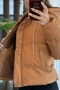 Women's Lace-Up Zippered Snap Hooded Coat Brown - 5
