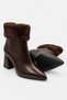 Women's Fur Heeled Boots Pointed Toe Zippered Thick Heel Stylish Ankle Boots - 6