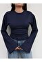 Side Gathered Long Sleeve Blouse - 3