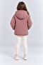Girl's Hooded Soft Lined Winter Coat with Pockets Khaki Powder Black Ak4267 - 5