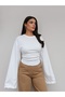 Side Gathered Long Sleeve Blouse - 4