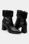 Women's Fur Heeled Boots Pointed Toe Zippered Thick Heel Stylish Ankle Boots - 5
