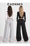 Winter Women's 2-Piece Sweatpants (Black-Grey) Oversize Comfortable Fit Wide Leg Washable Anti-Pilling - 3