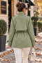 High-Collar Belted Trench Coat - Green - 4