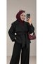 V-Neck Belted Trench Coat Black - 2