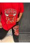 Large Size Oversized Red Chicago Team 100% Cotton T-Shirt and Black Chicago Sweatpants Set - 2