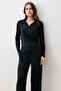 Long Sleeve Buttoned Soft Textured Flexible Viscose Pajama Set - 4