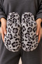 Set of 4 Coffee Polka Dot - Black Polka Dot - Tan Leopard - Gray Leopard Plush House Slippers 3 cm Sole Byndset02 - 8