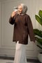 6709 - Comfortable, Casual 2-Yarn Peach Fabric Women's Sweatshirt with Garnish and Pocket Detail - 2