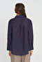 Women's Solid Color Shirt with Embroidery Panel on the Front - 5