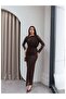 Shoulder Draped Jacquard Tulle Dress - 4