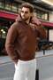 Brown Kangaroo Pocket Hooded Men's Sweatshirt E7218 - 3