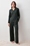 Long Sleeve Buttoned Soft Textured Flexible Viscose Pajama Set - 2