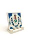 Ottoman Iznik Tile Pattern Printed Natural Stone Tabletop 10X10 Kd-36