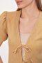 Women's Short Sleeve Crop Blouse 958 - Camel - 4