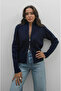 Navy Blue Double Zipper Cardigan - 2Y251042