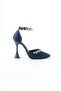 Vaghessa Sapphire – Women's Crystal Stone Satin Thin Heeled Ankle Strap Shoes - 2