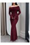 Velvet Patterned Madonna Collar Tulle Dress - 3