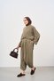 Women's Slit Detail Pleated Suit Khaki Green - 4