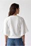 2239 Women's Volan Sleeve Crew Neck Waist Accent Blouse White - 7