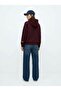 Regular Fit Text Printed Hooded Burgundy Sweatshirt - 3