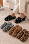 Set of 4 Coffee Polka Dot - Black Polka Dot - Tan Leopard - Gray Leopard Plush House Slippers 3 cm Sole Byndset02 - 4