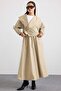Shawl Collar Side Buckle Crop Jacket Beige 8294 - 5