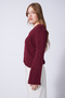 V-Neck Basic Knitwear Sweater Burgundy - 2