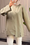 6709 - Comfortable, Casual 2-Yarn Peach Fabric Women's Sweatshirt with Garnish and Pocket Detail - 4