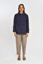 Women's Solid Color Shirt with Embroidery Panel on the Front