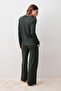 Long Sleeve Buttoned Soft Textured Flexible Viscose Pajama Set - 5