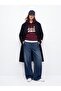 Regular Fit Text Printed Hooded Burgundy Sweatshirt