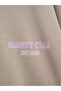Regular Fit Letter Printed Crew Neck Beige Sweatshirt - 3