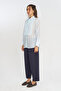 Women's Solid Color Shirt with Embroidery Panel on the Front - 4