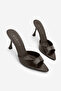 Women's Pointed Toe Thin Classic Heeled Slippers Nerlo Brown S - 2