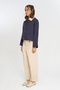 Women's Contrast Collar Buttoned Relaxed Fit Jacket - 2