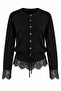 Black Lace Cardigan with Waist Rope Belt - 70027