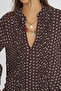 Women's V-Neck Ruffled Patterned Brown Shirt - 4