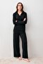 Long Sleeve Buttoned Soft Textured Flexible Viscose Pajama Set - 2