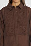 Women's Solid Color Shirt with Embroidery Panel on the Front - 4