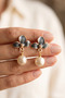 Pearl Dangle Orchid Flower Earrings - 3