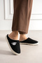 Women's Black Dog Embroidered Plush Comfortable and Useful House Slippers - 2