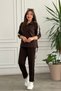 Polo Collar Glittering Stripe Detailed Tracksuit Set - 7