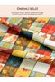 100% Cotton Satin Patchwork Fabric – 300X155 cm – Autumn Leaves Pattern, in Orange Red Green and Yellow Shades - 8