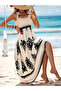 Women's Strap Square Neck Gipe Detailed Patterned Suprem Dress - 3