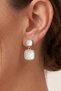 Stoned Square Zircon Framed Earrings - 2