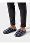 Men's House Slippers Plaid Felt Towel Soft