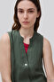 Women's khaki 100% linen button-front a-line mini dress with side pockets - 4