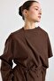 Shoulder Shawl Detailed Pants Blouse Double Set Brown 9485-Tk - 7