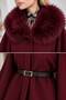 Fur Collar Belted Cashmere Poncho - 2